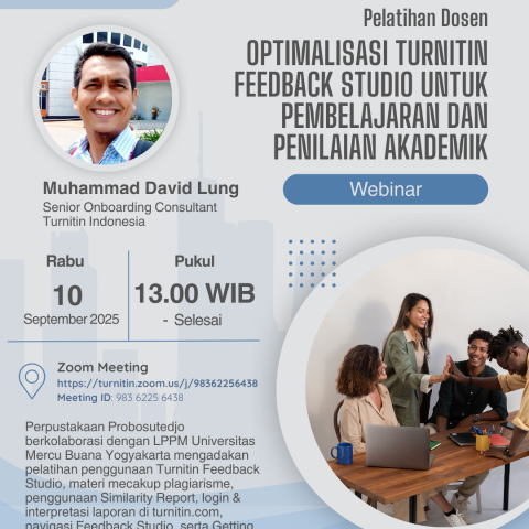 Pelatihan Dosen: Optimalisasi Turnitin Feedback Studio untuk Pembelajaran dan Penilaian Akademik